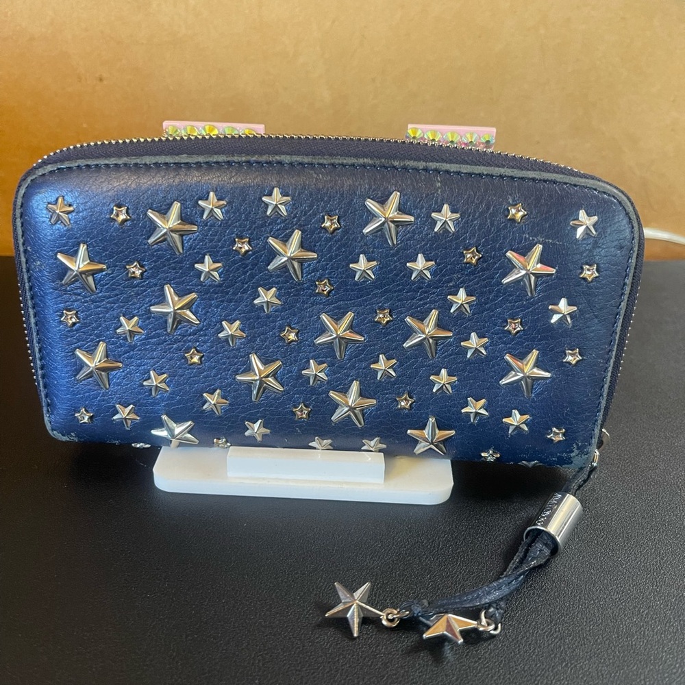 Authentic Jimmy Choo Star-Studded Navy Wallet